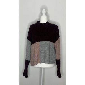 SILVERFLINT Block Color High Neck Knit Sweater M